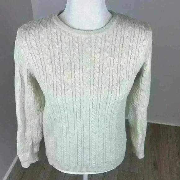 Listicle Cable Knit Crew Neck Sweater - Cream - Picture 2 of 7
